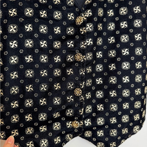 Vintage Cassino Black velour gold Patterned sleeveless vest size XL - Picture 4 of 8